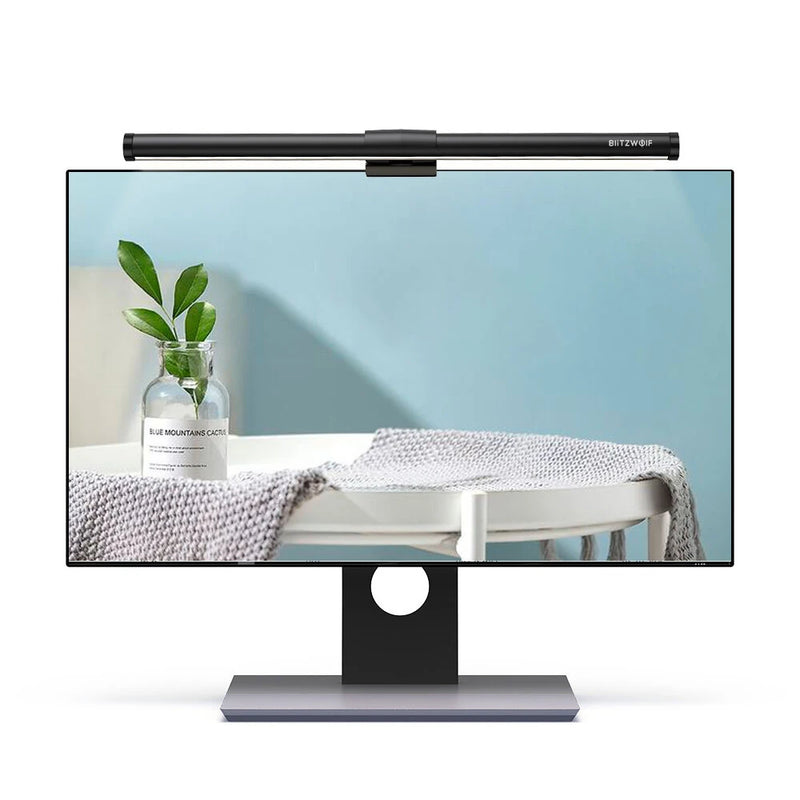 BlitzWolf BW-CML2 Air Monitor Light Bar Touch Control Eye Protection Anti-Glare 300-1000Lux Adjustable Cool/Mix/Warm Light Color Temperature USB e-Reading Light for Home Office PC Computer