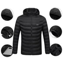 TENGOO HJ-11 Unisex Electric Heated Jacket - 11 Heating Areas,  3-Modes Adjustable, USB Charging, Thermal Hoodie Jacket for Winter Sport Skiing Cycling
