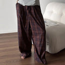 INCERUN Men Plaid Pants Comfortable Elastic Waist Pockets Trousers Casial Loose Fit Wide Leg Home Pant for Big Men Daily Large Size S-5XL