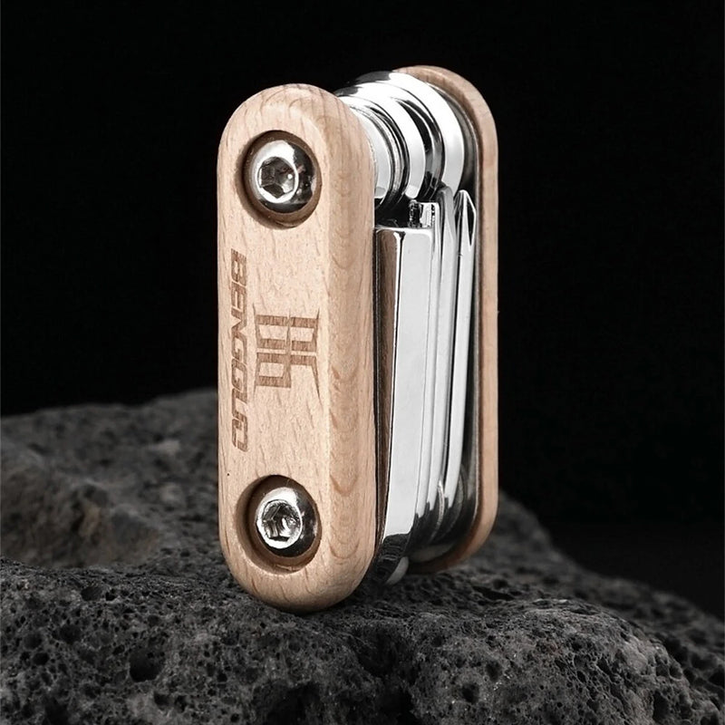 BENGGUO 8 in 1 Portable Folding Mini Bike Repair Tool Multifunctional Screwdriver Hex Wrench for Bike Tire Chain