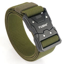 TUSHI 125cm Quick Release Tactical Belt Men Metal Buckle Nylon Elastic Girdle for Military Training Hiking Outdoor Work