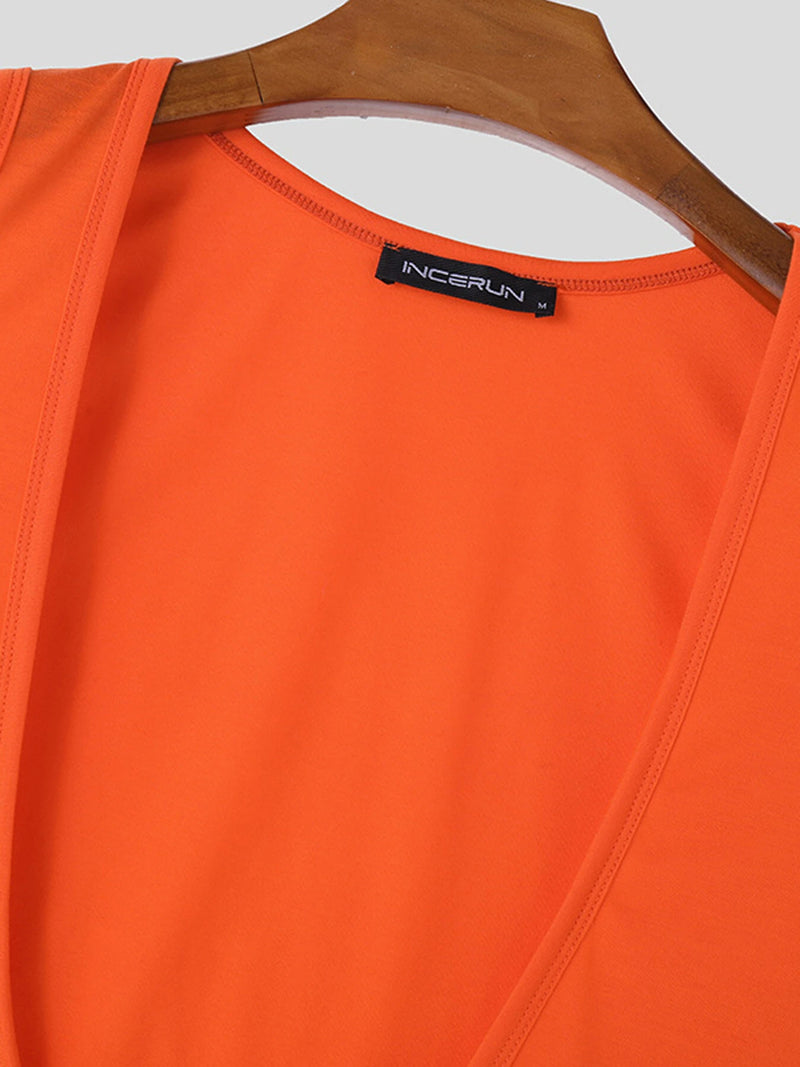 INCERUN Mens Fashion Solid Color U-shape Tank Top