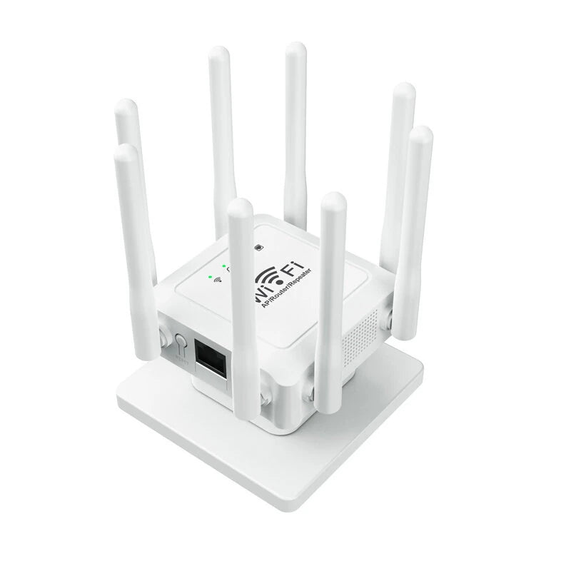 300M WIFi Repeater Wi-Fi Amplifier 802.11N 2.4GHz Wireless Signal Booster Smart Power Extender with 8 Antennas for Office Home Easy Setting