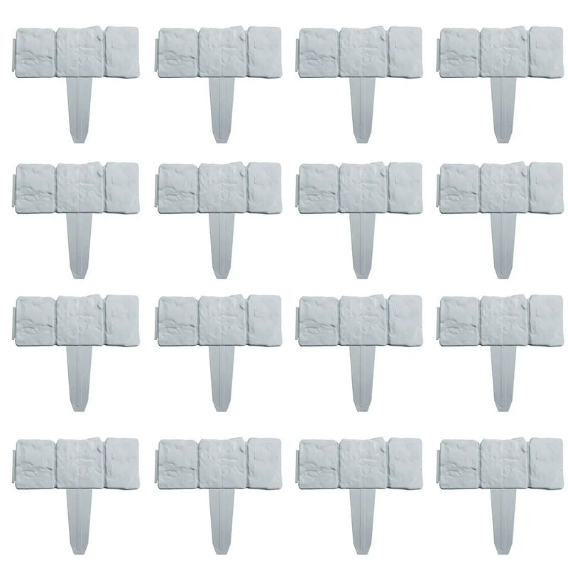 20Pcs Garden Fence Edging Cobbled Stone Effect Plastic Lawn Edging Plant Border Decorations