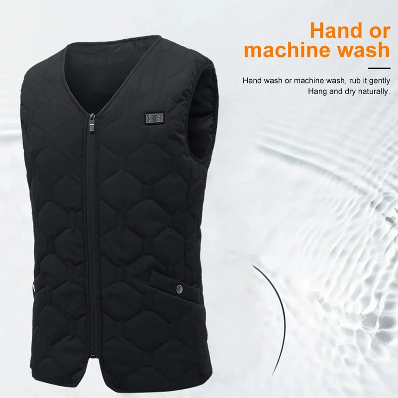 TENGOO HV-20 Smart Heated Vest 20 Heating Areas Oversized Women Men Winter Vest Self Heating Vest Usb Electric Thermal Vest Jacket Outdoor Vest