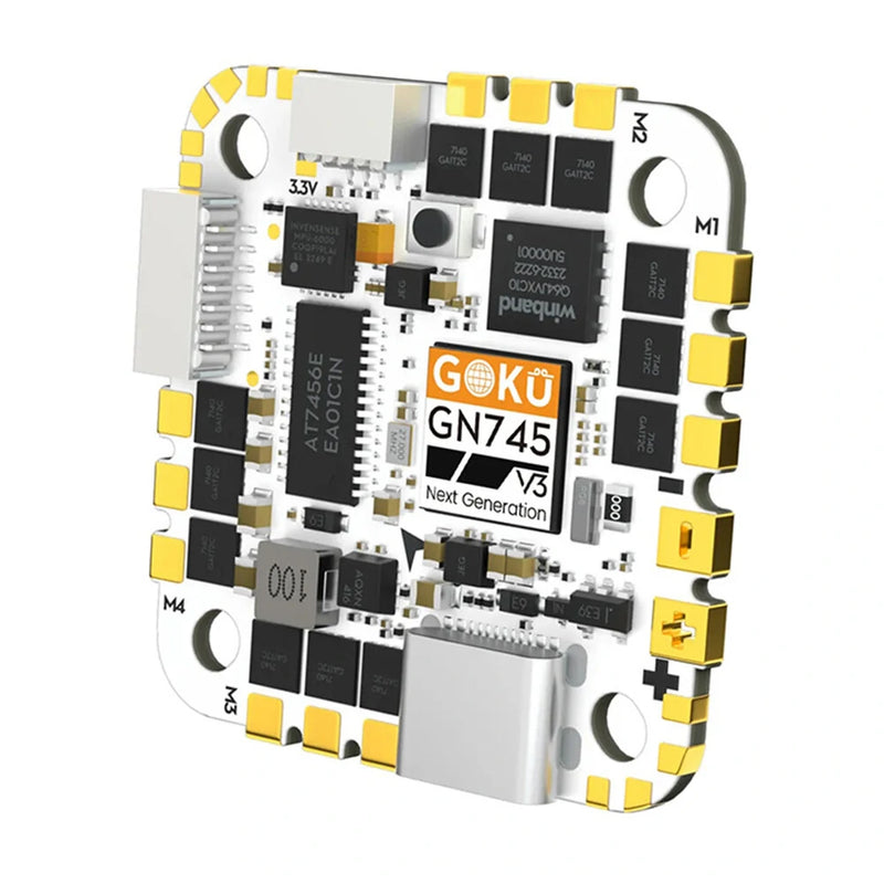 25.5x25.5mm Flywoo GOKU GN745 45A AIO BL_32 ICM42688P V3 Flight Controller 1MB Flash Integrated with 4in1 ESC for DJI O4 / DJI O4 Pro RC Drone FPV Racing