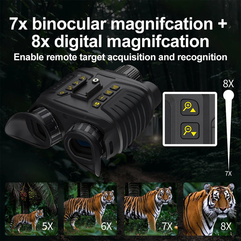 IPRee NV8360 4K 36MP Infrared Night Vision Binoculars 4500mAH Battery 8X Digital Zoom 500 Meters Darkness Goggles with Tactical Flashlight
