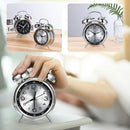 AGSIVO 4 Inch Loud Alarm Clock Twin Bell Analog for Heavy Sleepers Silent Non-Ticking Quartz with Backlight