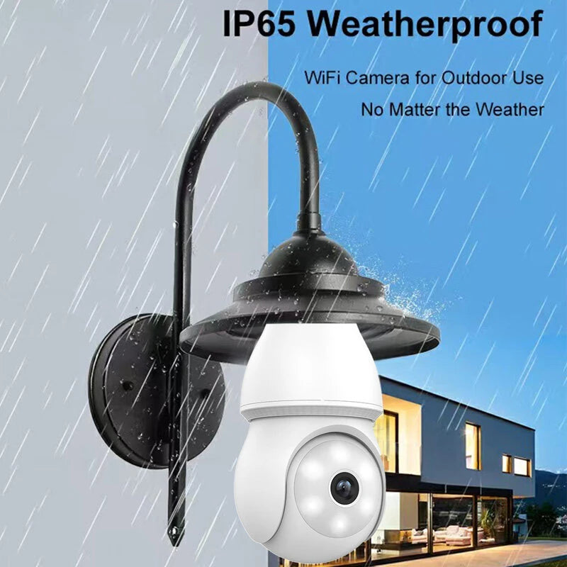 1080P 2K Wireless Light Bulb Security Camera 355 PTZ E27 IP65 Waterproof Motion Detection Auto Tracking Two Way Audio Night Vision Work with Alexa Google Assistant for Smart Home Security