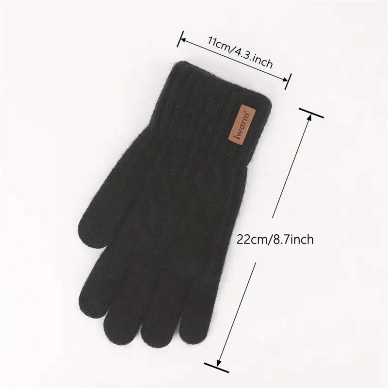 Unisex Alpaca Gloves Men's Warm Gloves For Winter Touch Screen Plus Velvet Thickened Cold-Proof And Warm Wool Knitted Gloves Compatible, Ideal For Winter, Office, Travel, Cycling