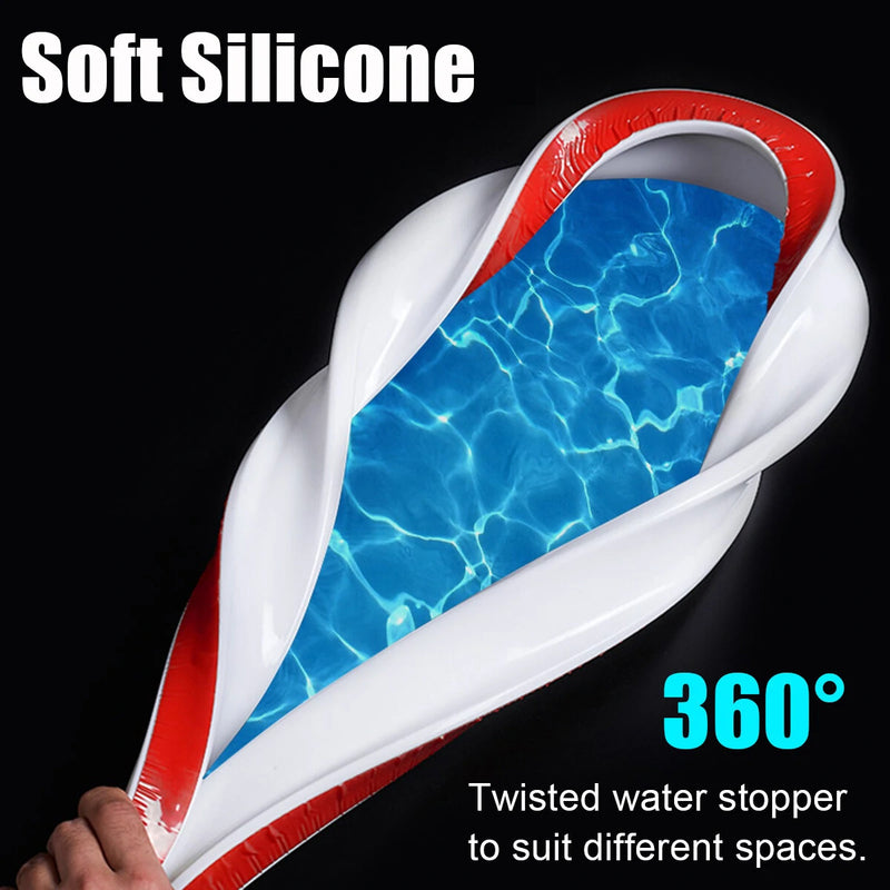 Bathroom Kitchen Foldable Water Stopper Self-adhesive Rubber Dam Shower Barrier White/Transparent