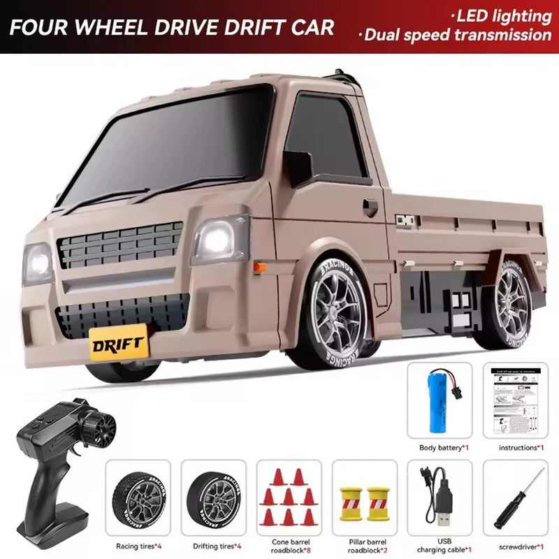 S817 RTR 1/24 2.4G 4WD MINI Drift RC Car Van Truck LED Light High Speed Simulation Desktop Cargo Dual Speed Remote Control Vehicles Models Toys