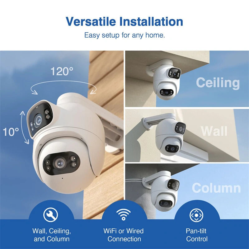 IMILAB EC6 Dual 2K Lens WiFi Spotlight Camera 360 PTZ Wireless Cam Color Night Vision AI Detection Two-way Audio Siren Alarm Home Monitoring Security Cam APP Control