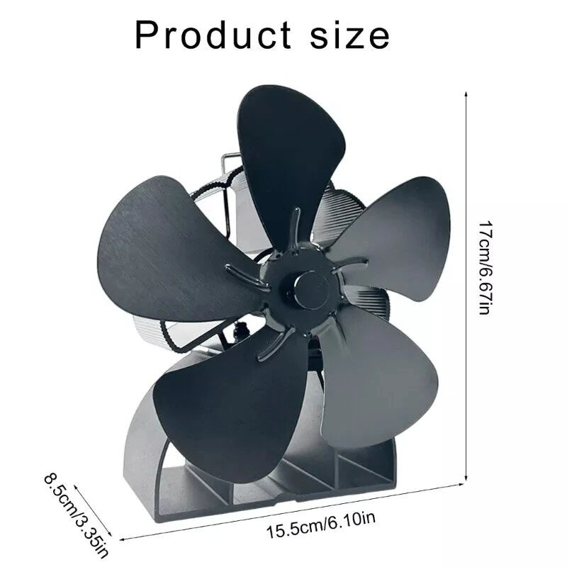 DY565J Energy Saving Fireplace Fan 5 Blade Oven Quiet SafeHeat Powered Stove Fan No Electricity Log Wood Burner Eco Friendly Fan