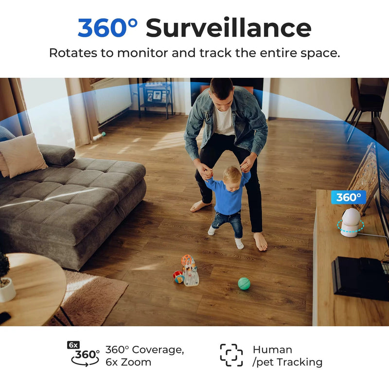 IMILAB C40 8MP 4K HD Security Camera 5G WiFi Indoor Surveillance for Kid Baby Pet PTZ Cam with Person Pet Track Powerful AI Detect Cameras Work with Alexa Google Assistant