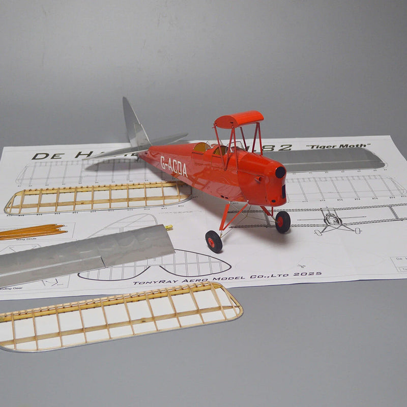 Tony Ray's Aero Model DH.82 Tiger Moth 1/12 750mm Wingspan Balsa Wood Micro RC Airplane KIT