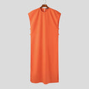 INCERUN Men Sets Muslimer Clothing Saudi Arabia Solid O-neck Sleeveless Kaftan Jubba Thobe & Pants 2PCS Islamic Men's Suits