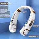 1800mAh Portable Hanging Neck Fan  Top Version  Battery Display Colorful Breathing Light Portable Halterneck Fan USB Handheld Silent Multi-function Bladeless Mini Electric Fan