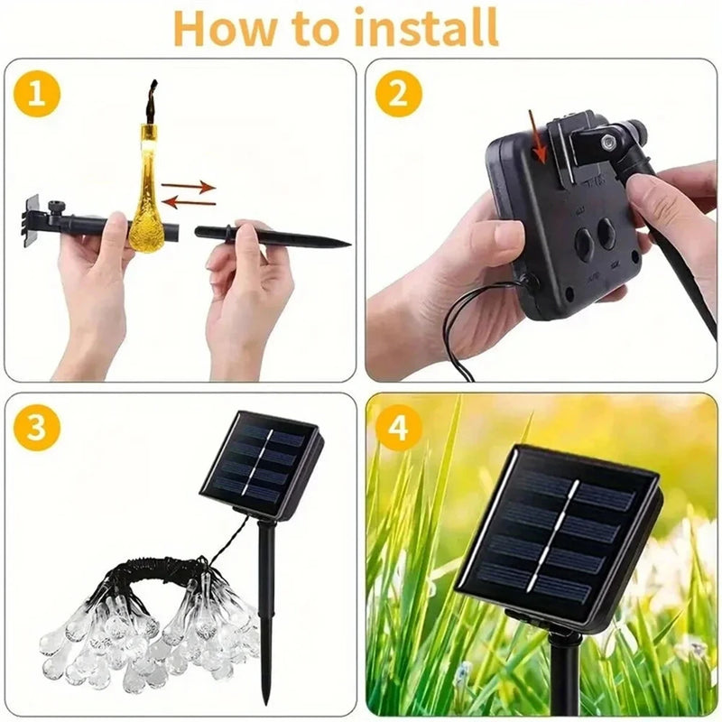 IPRee 7 Meter/50 LED Solar Droplet Lights String Outdoor Waterproof Garden Lawn Paths Fencing Wedding Party Holiday Decora Solar Powered Light