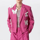 INCERUN Men Blazer Stylish Butterflies Design Long Sleeve Suit Jacket for Fashion-Forward Party Male Top Clothing