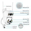 Guudgo 6MP HD 5X Zoom Dual Lens Security Camera WIFI PTZ IP66 Waterproof Night Vision 2-Way Audio Surveillance CCTV Cameras ICSEE APP Outdoor Camera