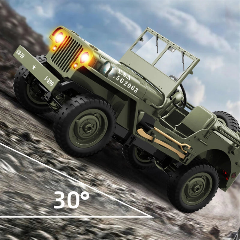 JJRC C8815 RTR 1/10 2.4G 4WD RC Car Willys Military Truck Off-Road Climbing LED Light Optional Winch Canopy Metal Frame Rock Crawler Full Proportional Vehicles Models Toys
