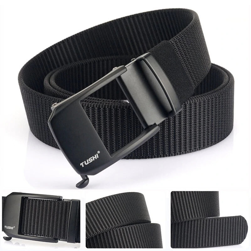 TUSHI 120cm Men's Military Tactical Nylon Belt Adjustable Wear-resistant Lightweight Waist Belt Buckle Canvas Belt Casual Sports Belts