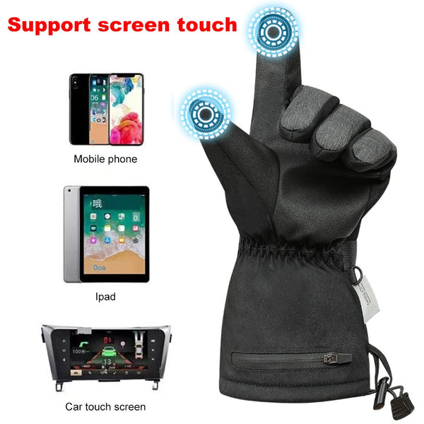 TENGOO 1 Pair Uniex Electric Heated Gloves Phone Tablet Touchable 7.4V DC Charging Waterproof Winter Keep Warm for Outdoor Sports