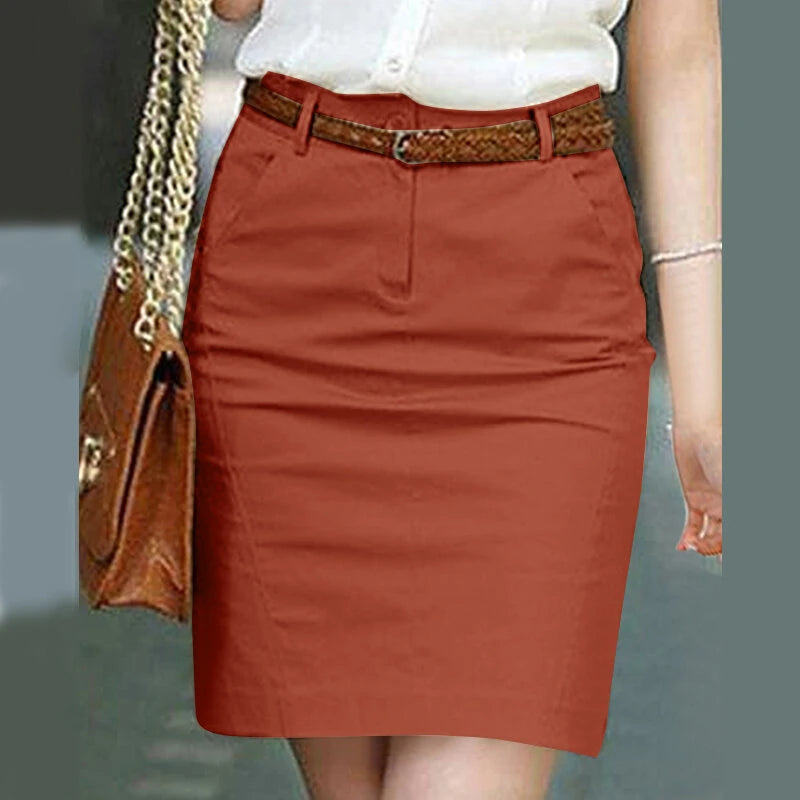 ZANZEA Women Street Fashion OL Work Skirts Side Pockets Plain Zipper Commute Mini Pencil Overskirts