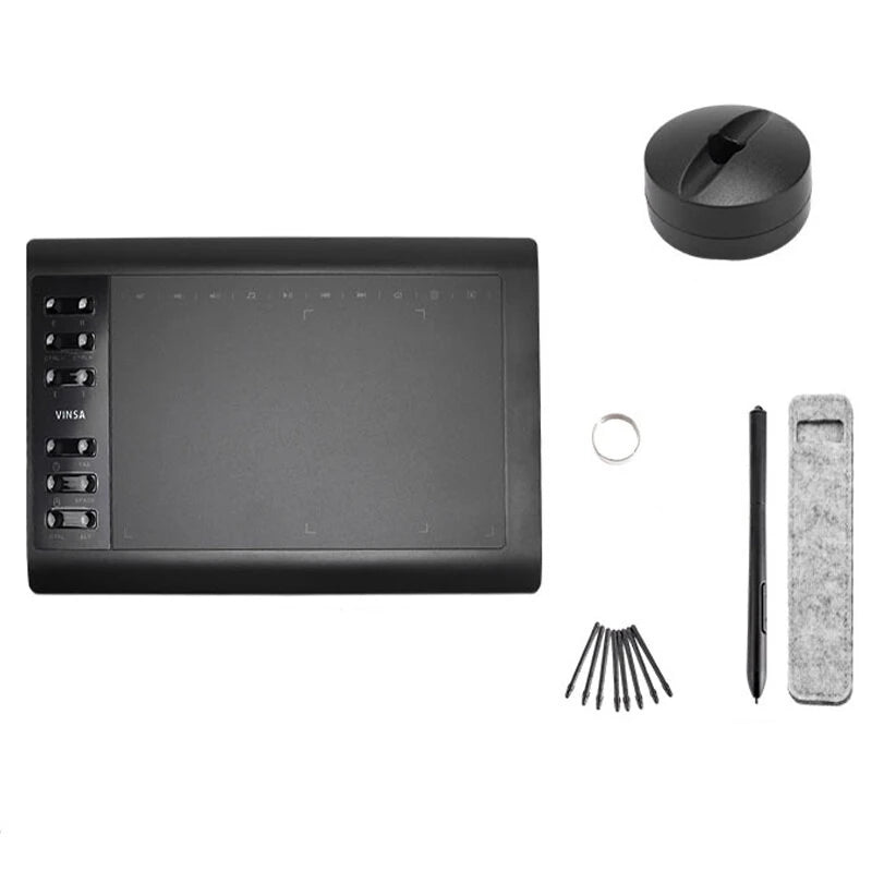 10x6 Inch Professional Graphics Drawing Tablet 12 Express Keys with for Mac Windows for Painting Designing Online Course