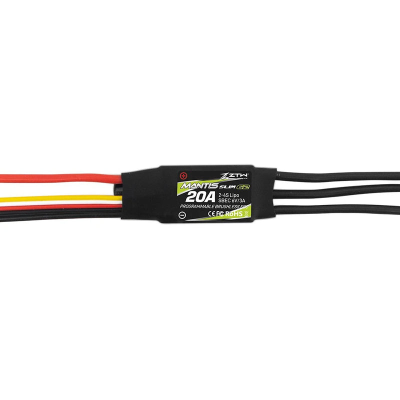 ZTW Mantis Slim 20A G2 New 32-Bit Brushless ESC With 6V/3A BEC 2-4S for F3P RC Airplane