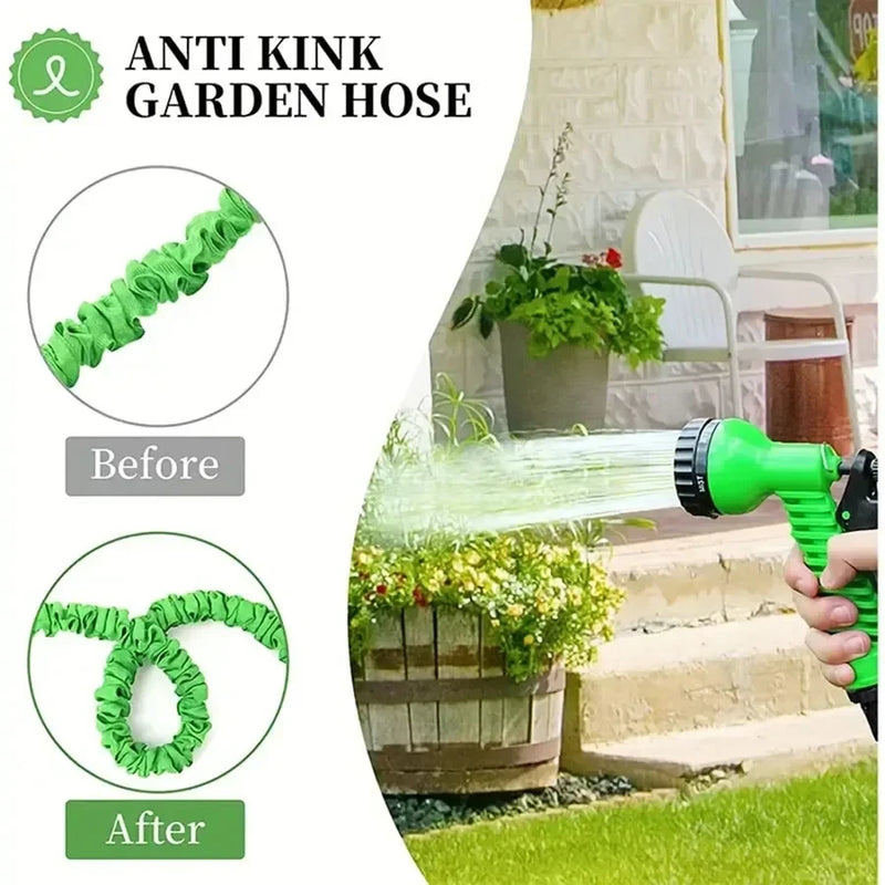 Flexible Garden Hose Set 7-Function Spray Gun Hose Expandable High Pressure Car Wash Hose 7 Water Spray Functions Water Gun for Home Garden Watering Hose