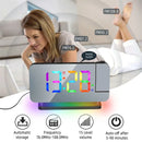 180  Rotation RGB Colorful Night Light Radio Projection Clock Projection Digital Alarm Clock With Night Light 2 USB Output Port 12H/24H FM Radio Time Projector LED Clock