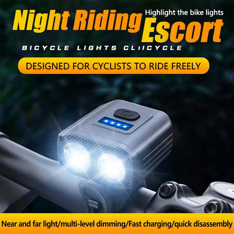 BIKIGHT Mini Bike Headlight 550lm Brightness Dual Distance Beam 5 Modes Lighting Type-C Rechargeable Battery Display Bike Handlebar Headlight for Night Cycling