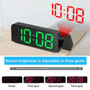 Versatile Colorful LED Digital Alarm Clock with 180 Degree Projection Adjustable Brightness /Indoor Temperature Dual Power Source Large Screen 12/24H For Home Office Classroom