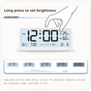 LCD Smart Digital Alarm Clock with Large Display Thermometer Hygrometer Anti-Slip Bottom with Night Light Battery Operated Safe Rounded Corners Design for Home Office Bedroom