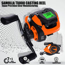 SAMOLLA  Electronic Bait Casting Fishing Reel Large LED Screen 7.2:1 High Speed 10kg Max Drag Deep Position Memory Fish Alarm USB Rechargeable Casting Reel for Beach River Lake Offshore