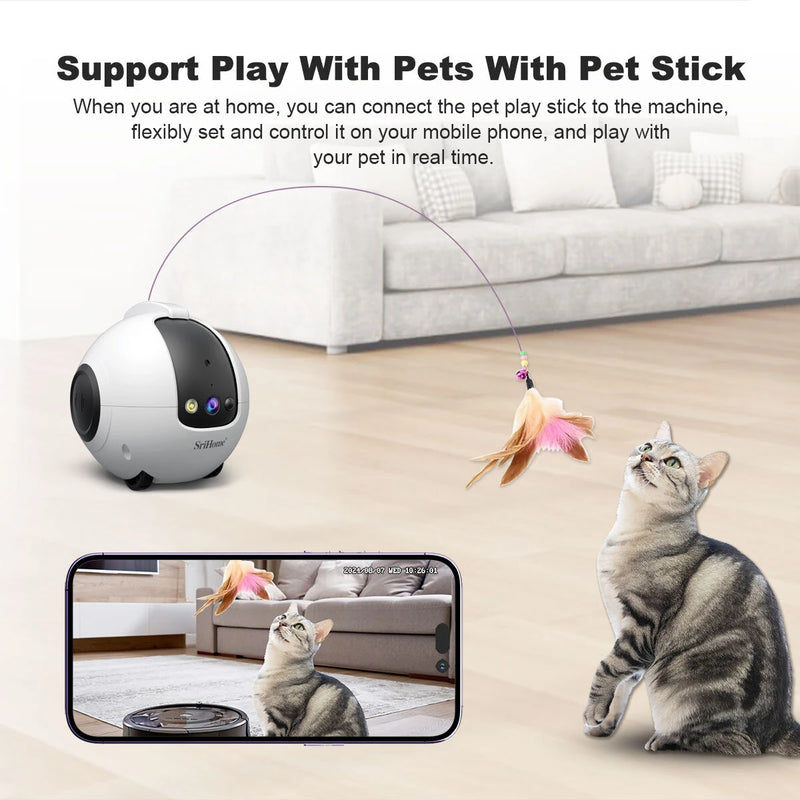 SriHome DH013 4MP HD Smart Pet Camera WiFi Mobile Robot with AI Tracking Auto Recharge 10000mAh Battery Night Vision Two Way Audio for Monitoring and Playing with Pets