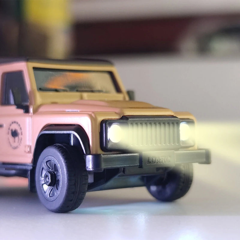 LDARC R01 1/64 2.4G RWD RC Car Micro Rock Crawler Mini Climbing Truck LED Light 3 Speed Off-Road Vehicles Models Remote Control Racing Full Proportional Toys 60 Minutes Working Time