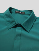 INCERUN Mens Shirt Solid Color Short Sleeve Shirts Summer Daily Lapel Casual Men's Top Shirts