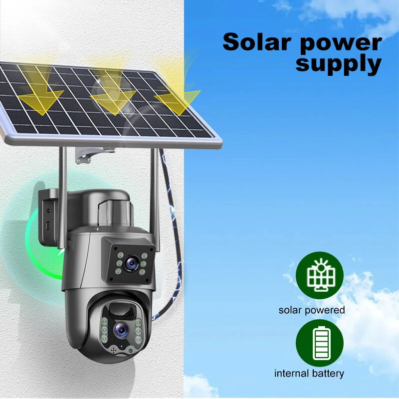 Guudgo 6MP Dual Lens Solar Camera WIFI 4G Remote Wireless Outdoor Security Auto Tracking Night Vision Human Detection Two Way Audio Waterproof Camera