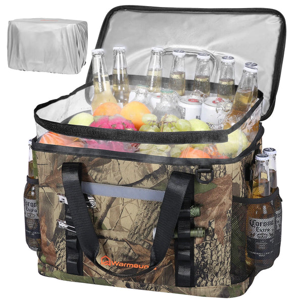 WARMOUNTS Backpack Cooler Insulated 75 Cans w/ Insulating Cover, Upgraded Leakproof Soft Cooler Backpack 2 Compartment for Camping Hiking Picnic Beach