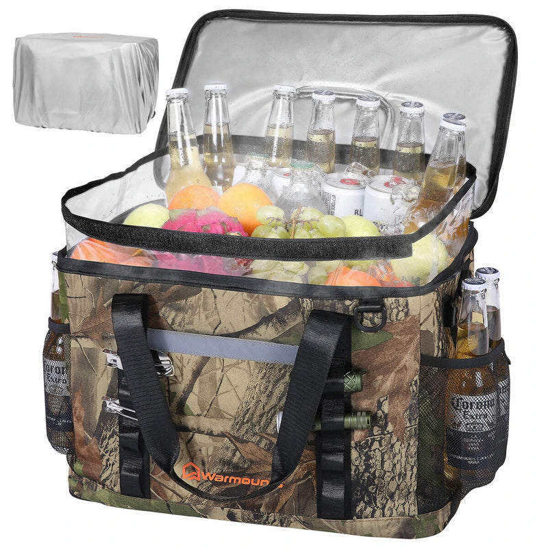 WARMOUNTS Backpack Cooler Insulated 75 Cans w/ Insulating Cover, Upgraded Leakproof Soft Cooler Backpack 2 Compartment for Camping Hiking Picnic Beach