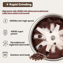 400W Multifunctional Electric Coffee Grinder Adjustable Grinding Levels Stainless Steel for Coffee Beans Spices Nuts Home Kitchen 35,000 RPM