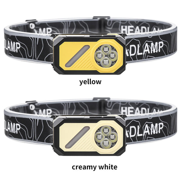 LED Multi-Source Sensor Headlamp, Portable Running Light With Cap Clip Magnet, Rgb Ambient Light, Digital Display Headlamp For Fishing Camping Hiking,Running