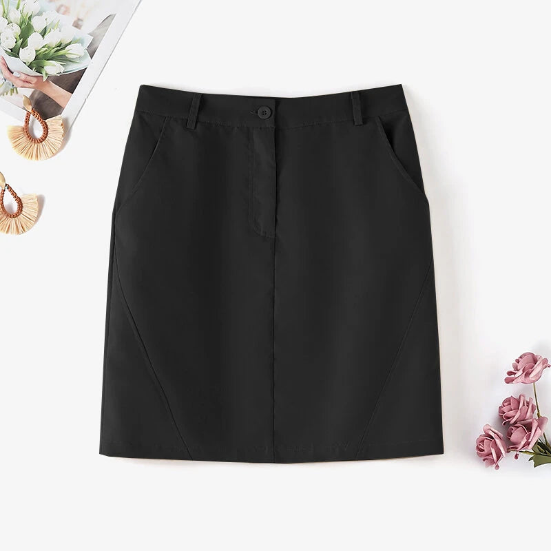 ZANZEA Women Street Fashion OL Work Skirts Side Pockets Plain Zipper Commute Mini Pencil Overskirts