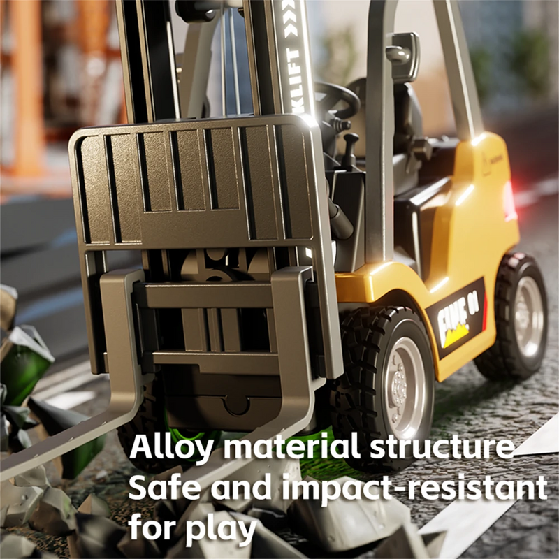 TRASPED HG-4-243 RTR 1/64 2.4G Mini RC Car Alloy Forklift Support App Remote Controlled LED Light Sound Engineering Vehicle Desktop Toys Model Collection Gift For Boys