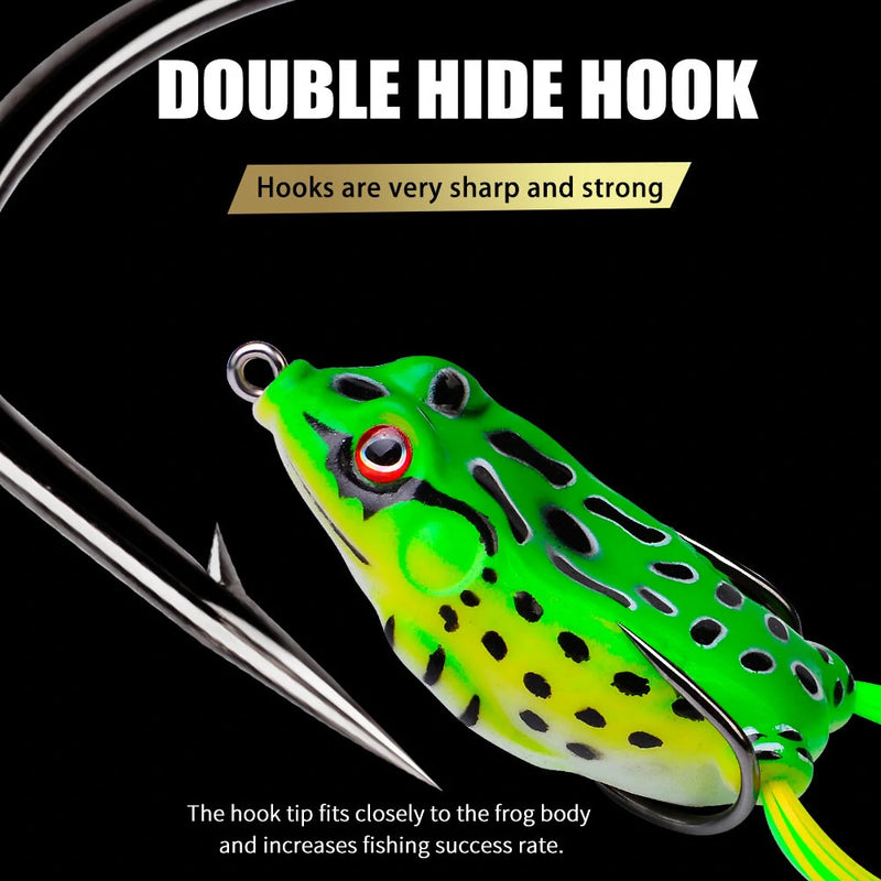 5pcs Frog Fishing Lures 13g/6cm Soft Bait Frog Artificial Baits Fishing Tackle with Double Fishing Hooks for Freshwater Saltwater Fishing