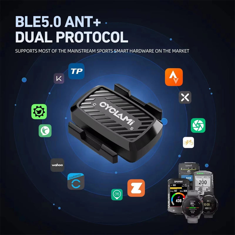 CYCLAMI C1 Bike Speed Cadence Dual Sensor Bluetooth BLE5.0 ANT+ Dual Protocol Low Power Consumption Waterproof Measure Speedometer for MTB