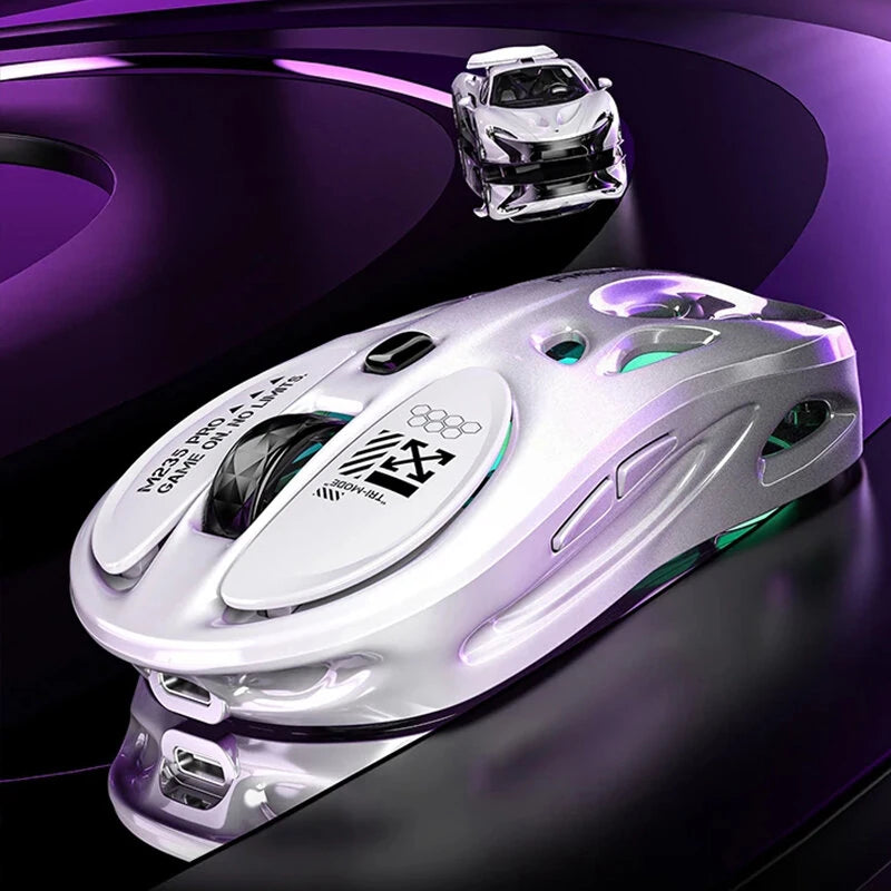 FMouse M235 PRO Three-mode Wireless Gaming Mouse 4800DPI 1000Hz Polling Rate 65g Lightweight RGB Ergonomic Design Type-C Rechargeable Gamer Mice